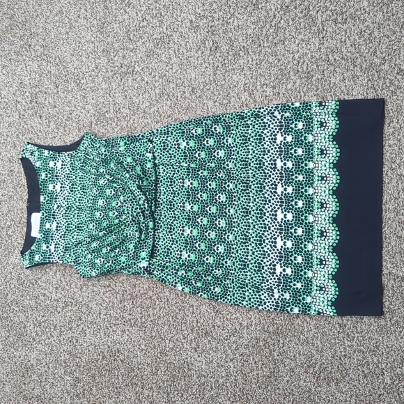 Donna Morgan green, navy, white sleeveless dress size 8 polyester spande… - Picture 1 of 11